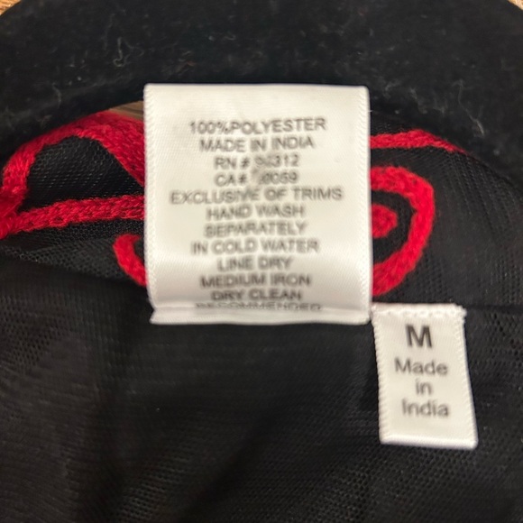 NEW Parsley & Sage Black w Ruby Red Floral Embroidered Sheer Blouse or Jacket - Picture 9 of 9